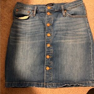 J. Crew Blue Denim Mini Skirt with Button Detail